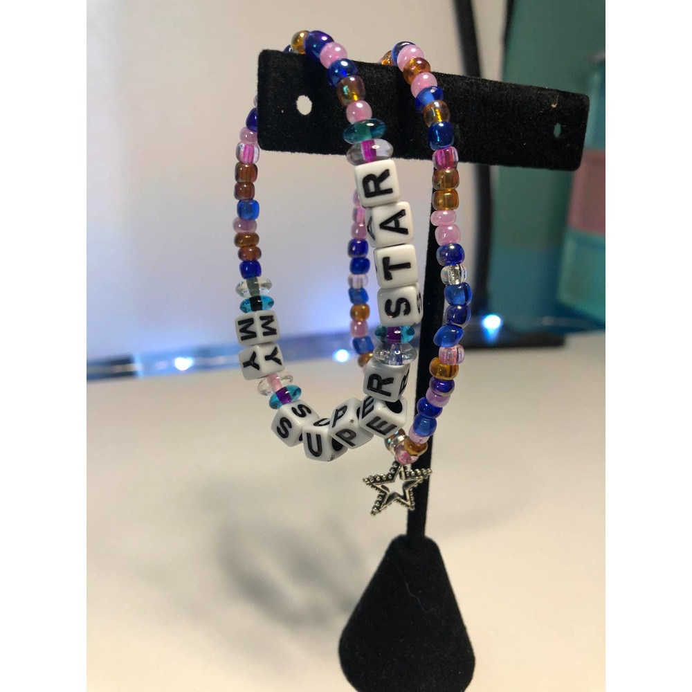 Childs Set of 2 Stretch Bracelets Multi-Color Beads "My Shining Star"